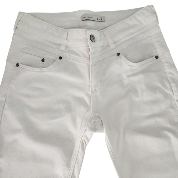 OUI Newport Slim White Jeans with Stripe Cuffs size 6 - Picture 5 of 16